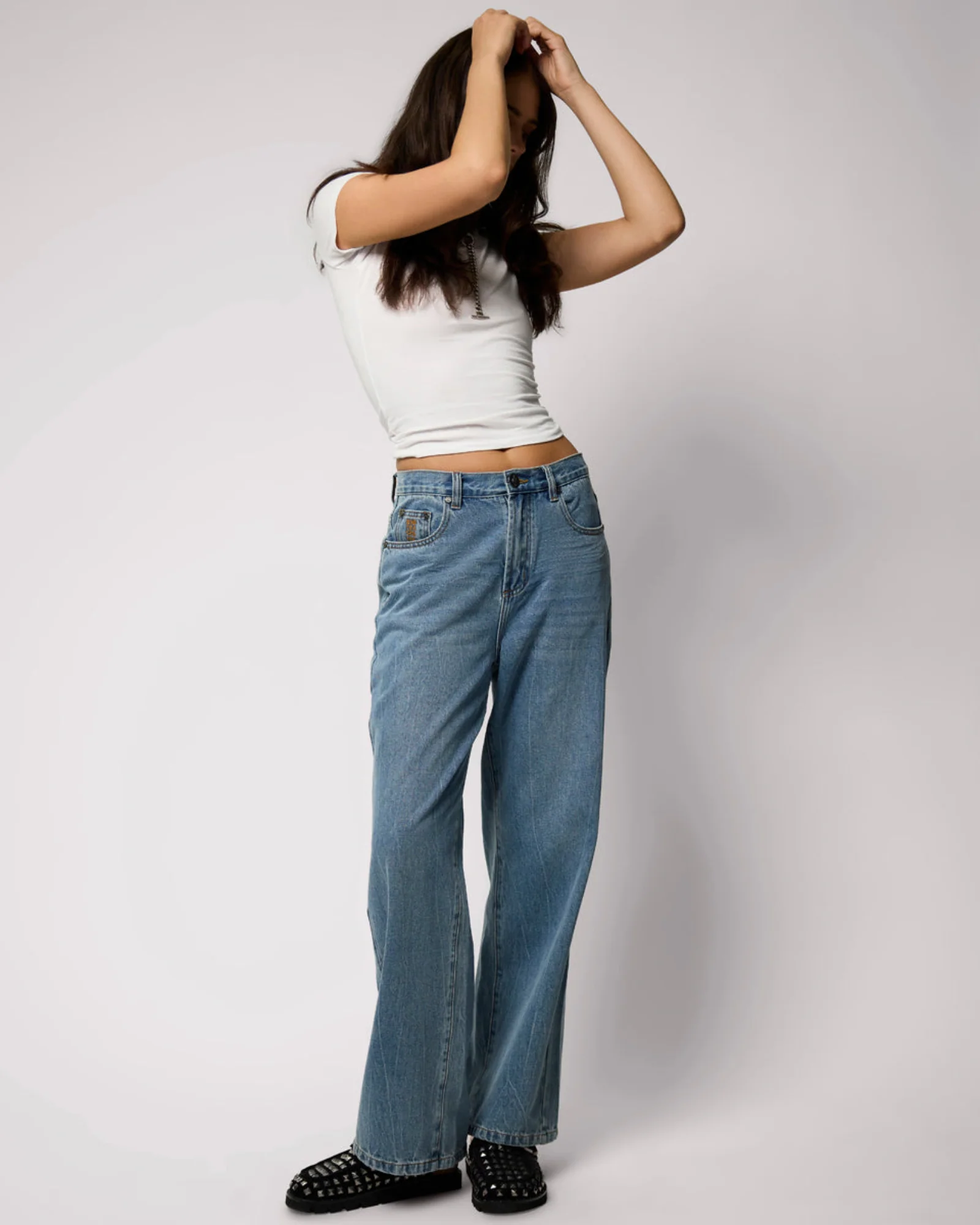 Baxters Mid Waist Wide Leg Denim Jeans - Blue Crush - Image 12