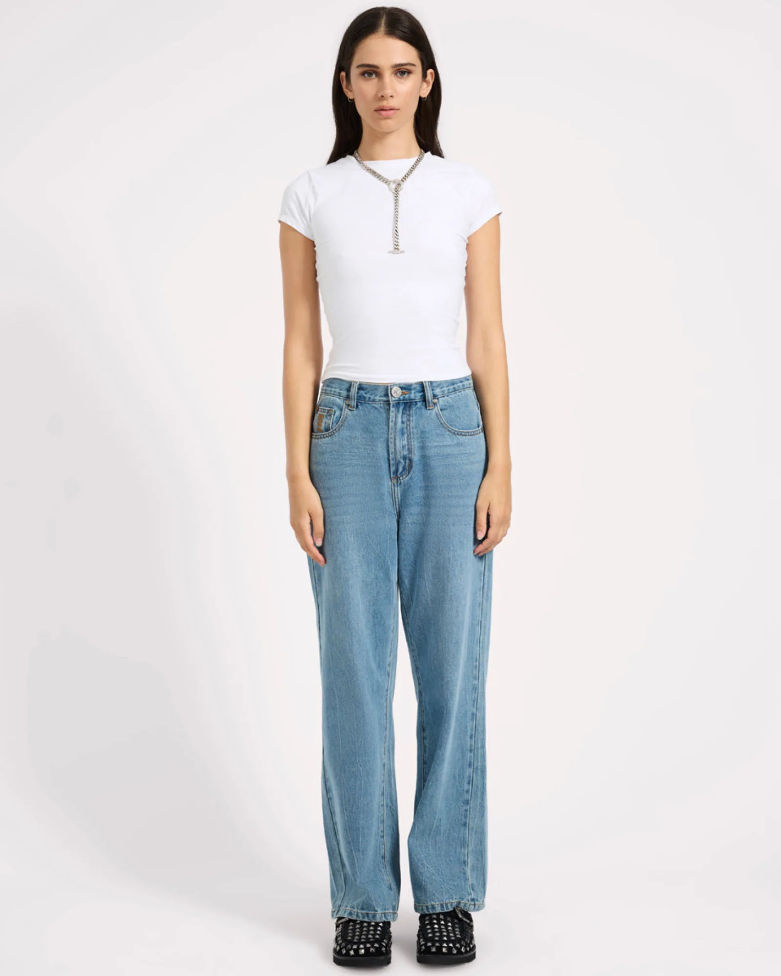 Baxters Mid Waist Wide Leg Denim Jeans - Blue Crush - Image 3