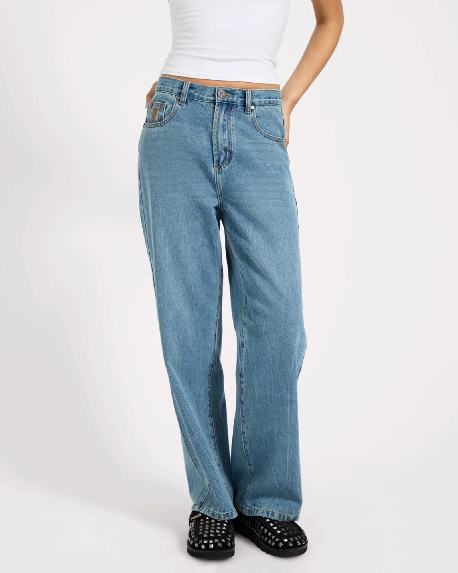 Baxters Mid Waist Wide Leg Denim Jeans - Blue Crush - Image 4