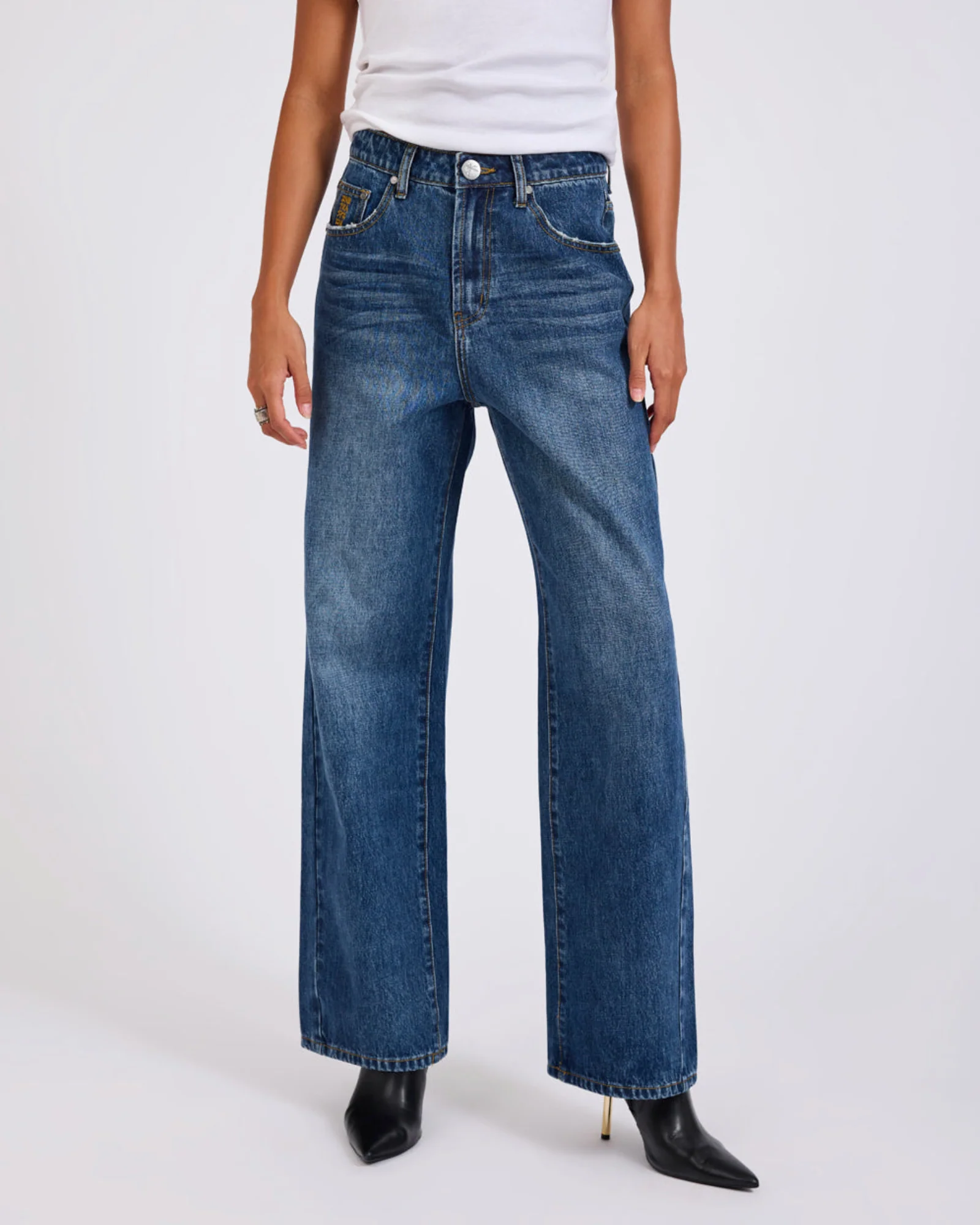 Baxters Mid Waist Wide Leg Denim Jeans - Blue Love - Image 3
