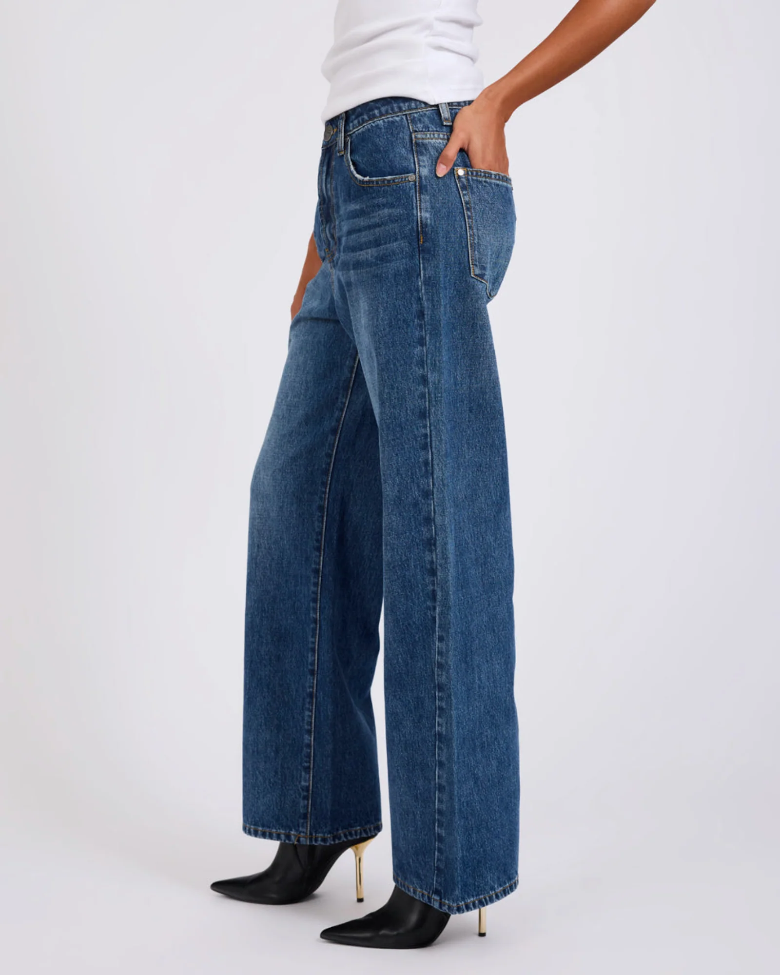 Baxters Mid Waist Wide Leg Denim Jeans - Blue Love - Image 4