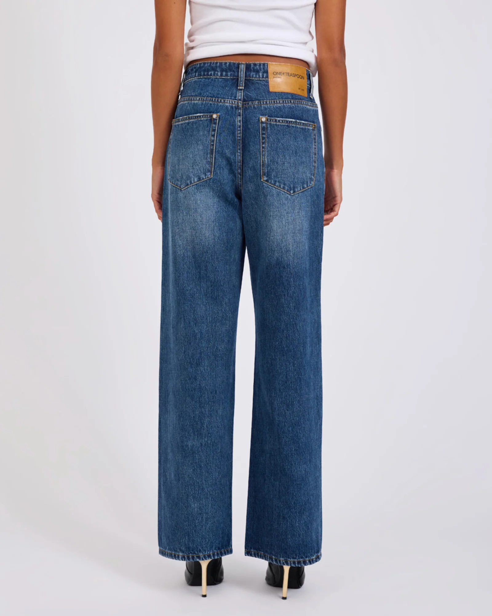 Baxters Mid Waist Wide Leg Denim Jeans - Blue Love - Image 5