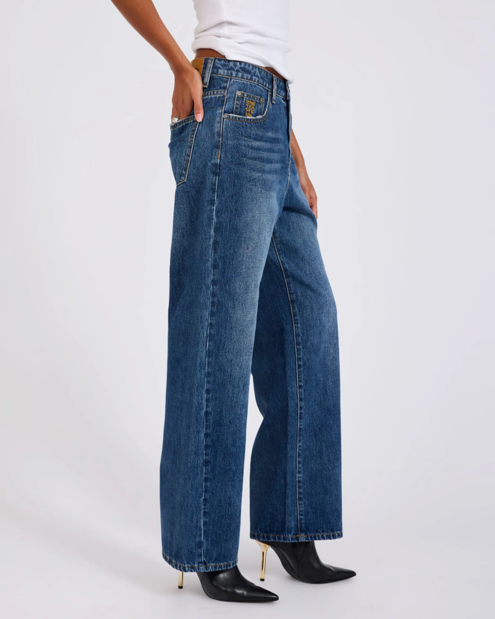 Baxters Mid Waist Wide Leg Denim Jeans - Blue Love - Image 6
