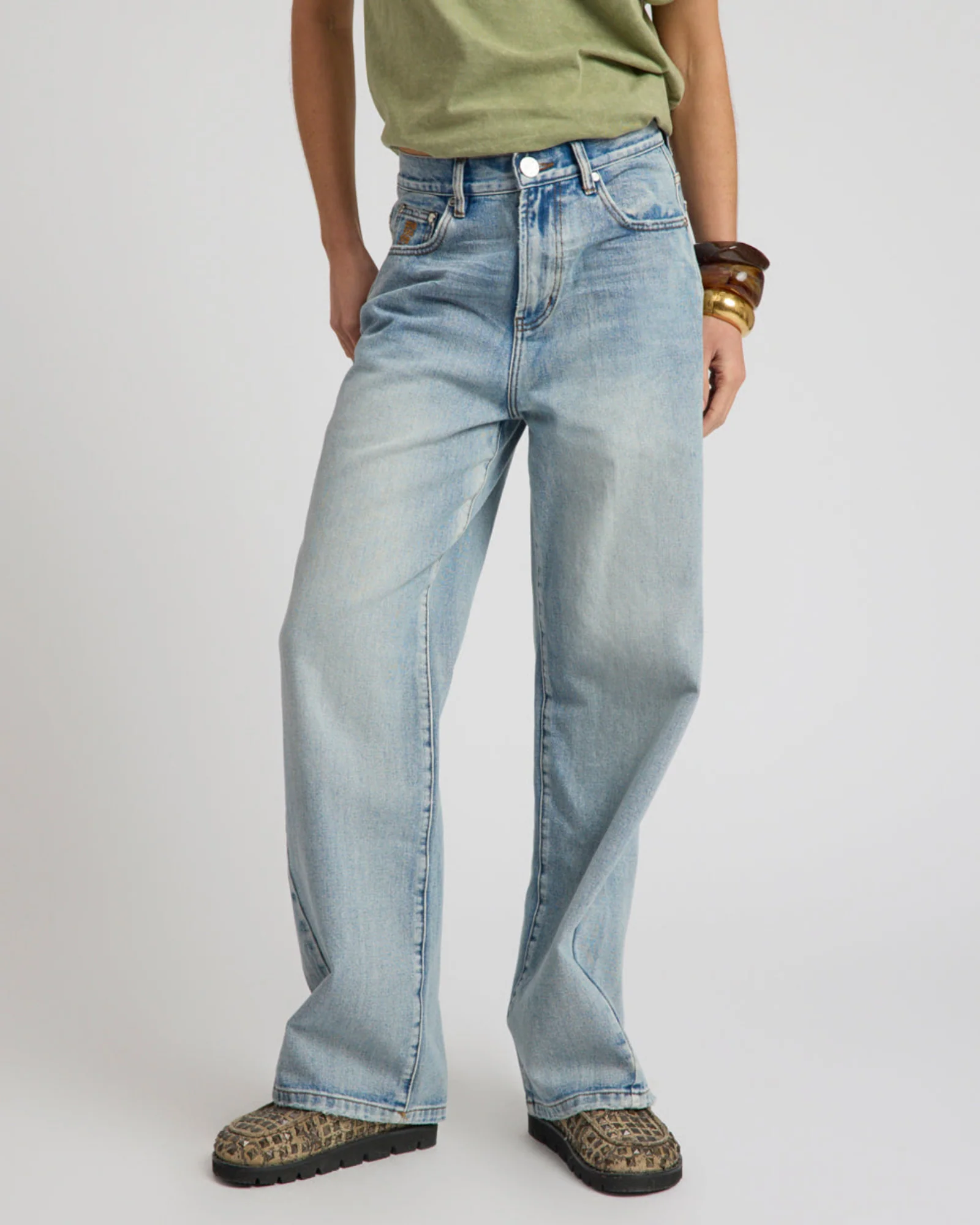Baxters Mid Waist Wide Leg Denim Jeans - Hendrixe Blue - Image 3