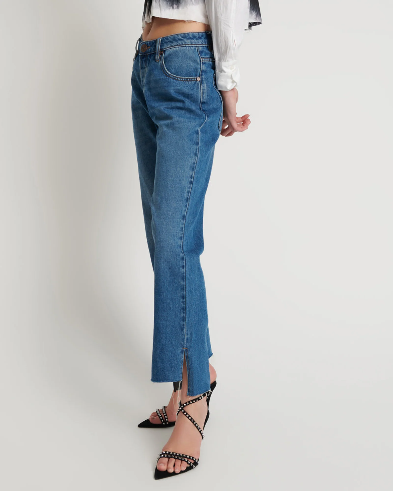 Hooligans Low Waist Relaxed Straight Leg Denim Jeans - Bay Blue - Image 3