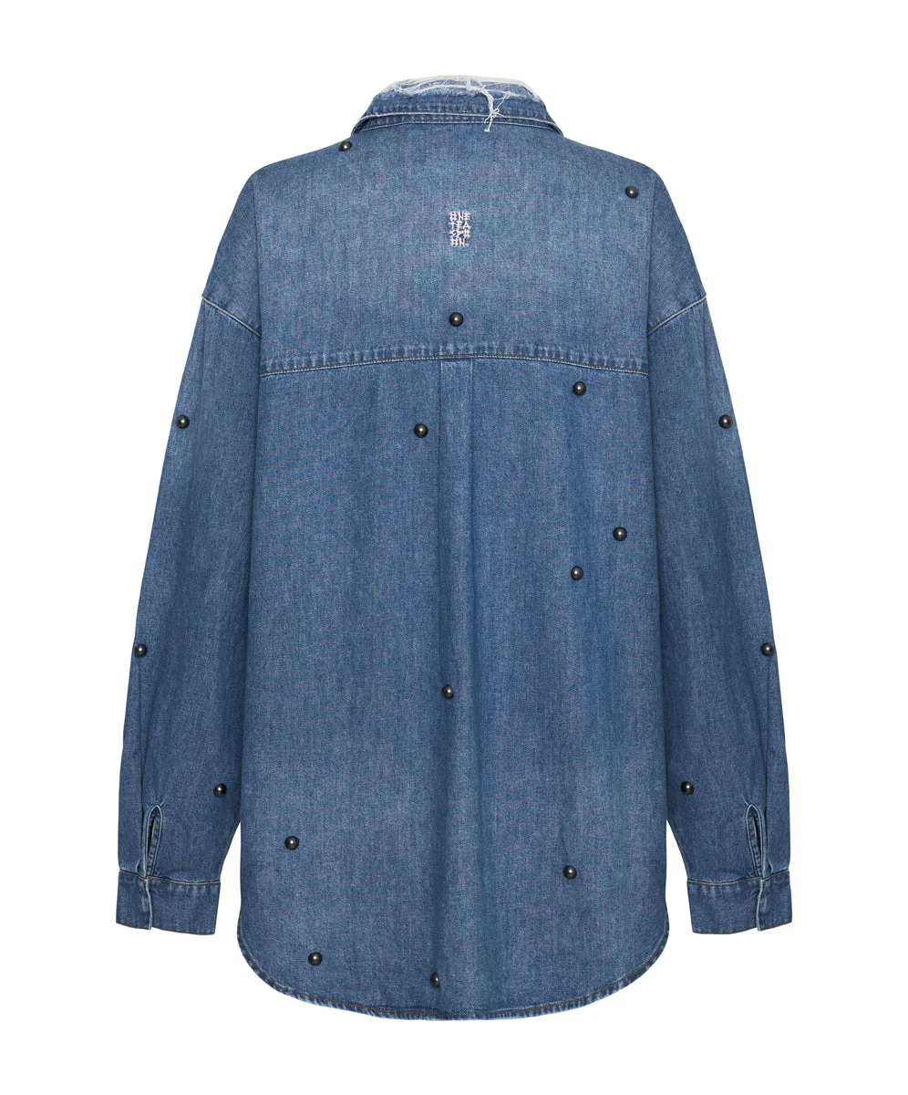 Studded Curtis Denim Shirt - Bay Blue - Image 5