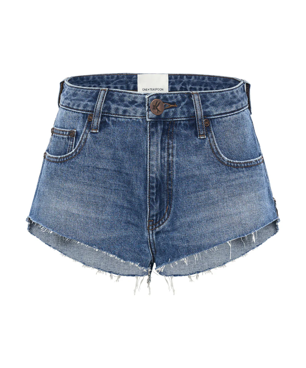 The One High Waist Cheeky Denim Shorts - Bay Blue - Image 6