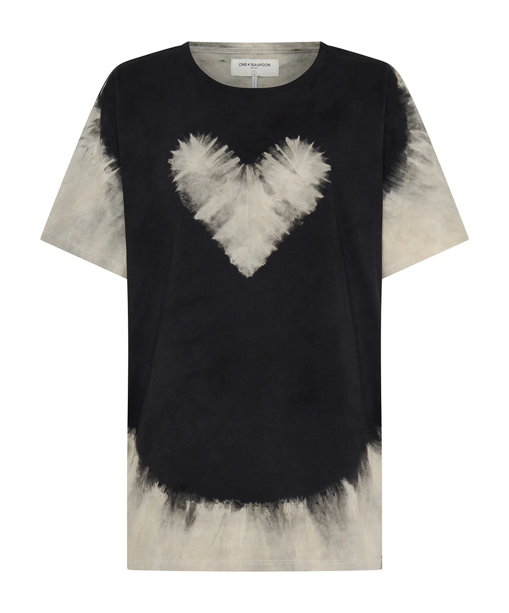 Beaming Heart Boyfriend Tee - White and Black - Image 10