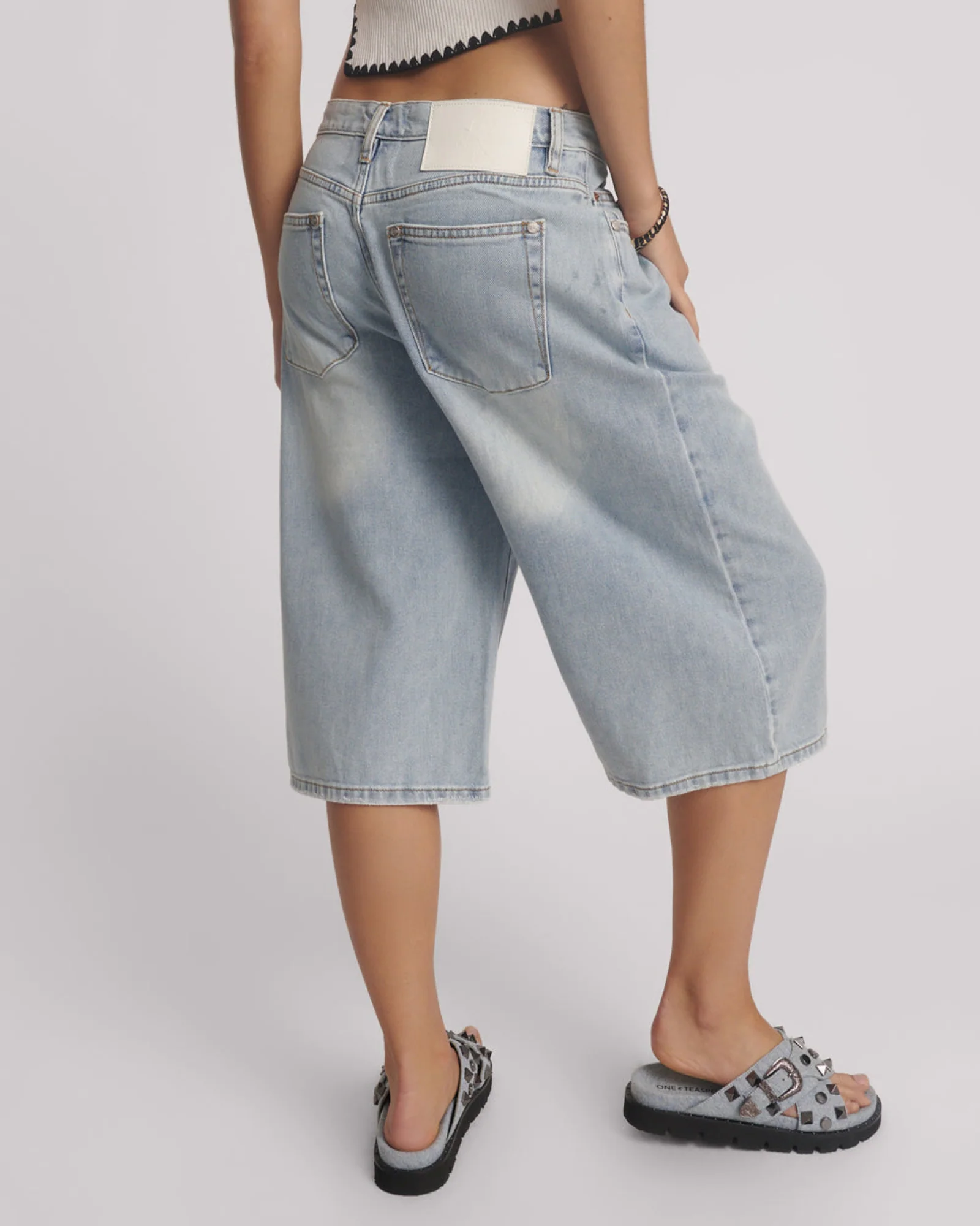 Beastie Low Waist Wide Leg Super Long Length Denim Jorts - Image 5
