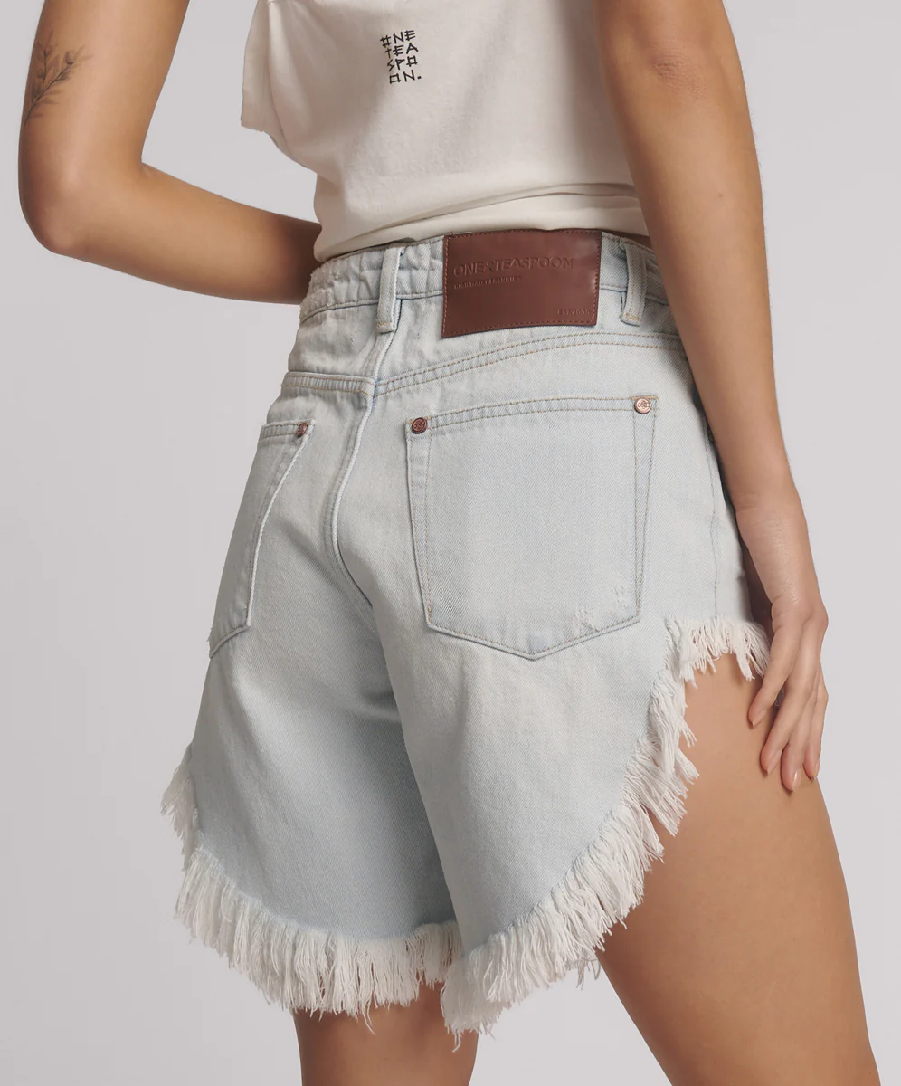 Frankies High Waist Long Length Denim Shorts - Bel Air Blue - Image 5