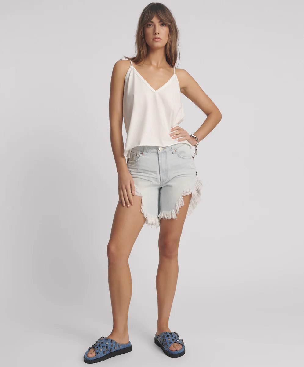 Frankies High Waist Long Length Denim Shorts - Bel Air Blue - Image 7