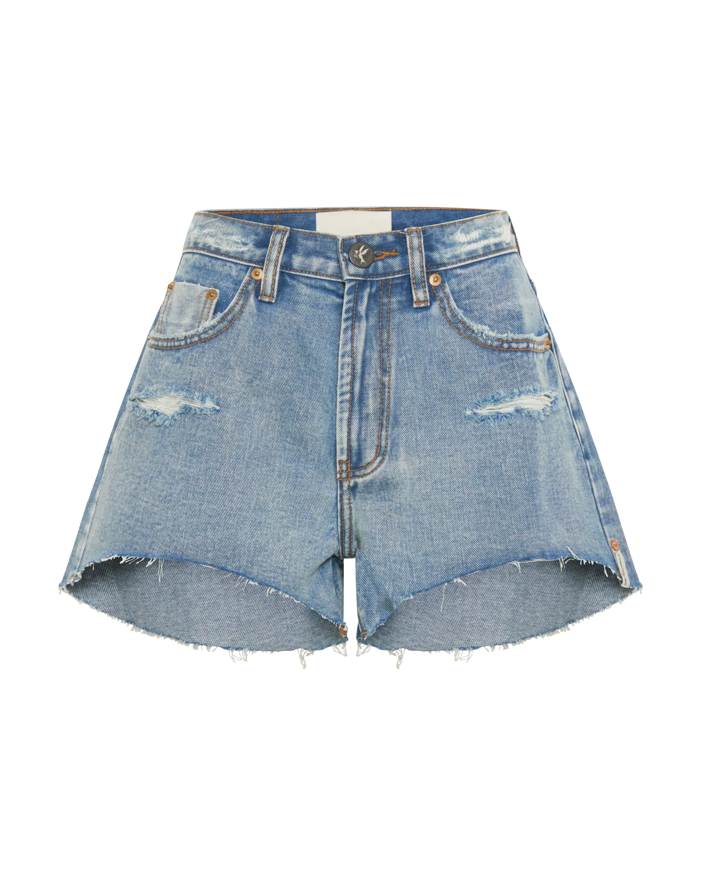Truckers Mid Waist Relaxed Denim Shorts - Berlin Blue - Image 6