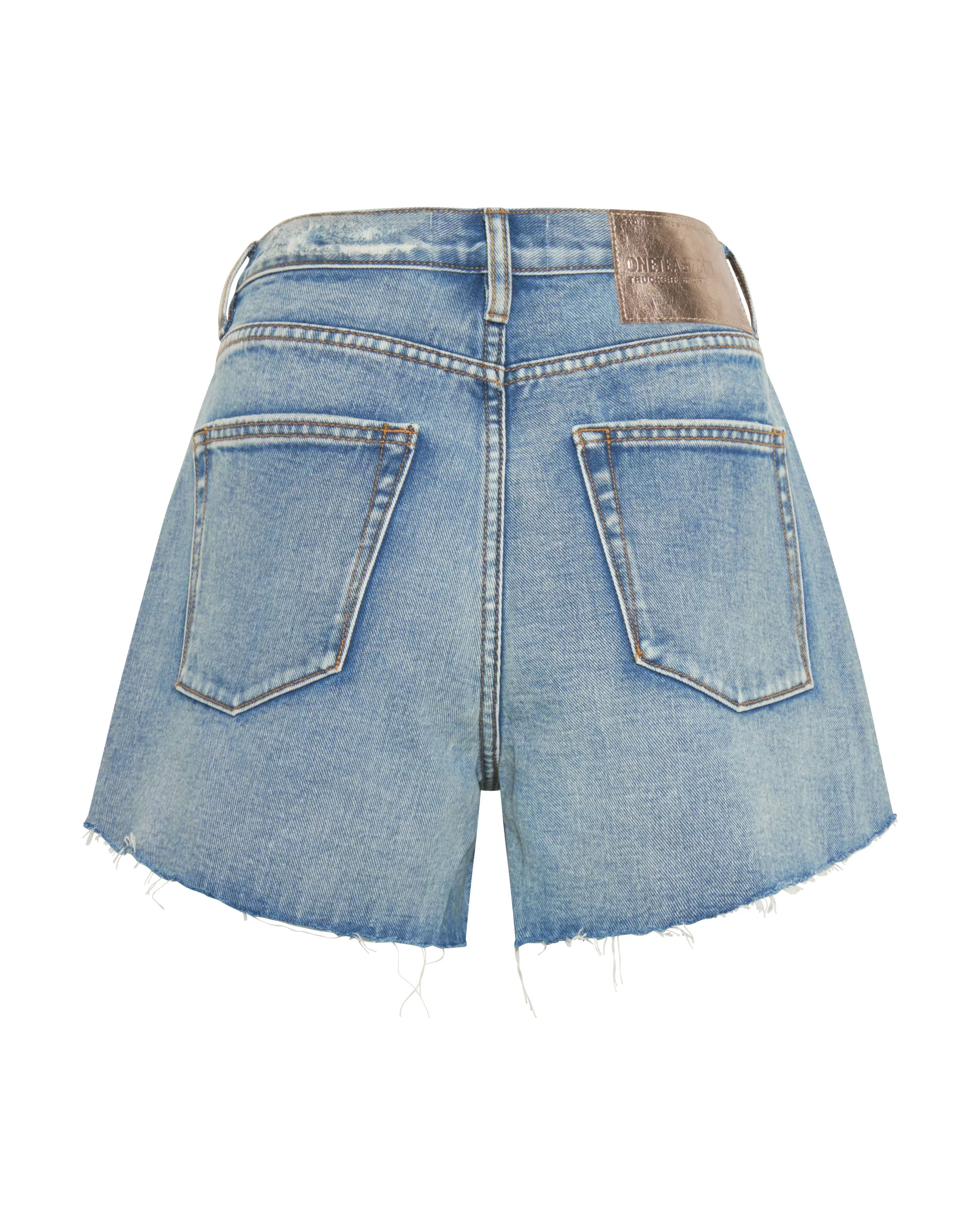 Truckers Mid Waist Relaxed Denim Shorts - Berlin Blue - Image 7