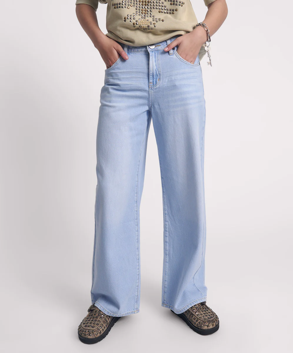 Jackson Mid Waist Wide Leg Denim Jeans - Best Blue - Image 2