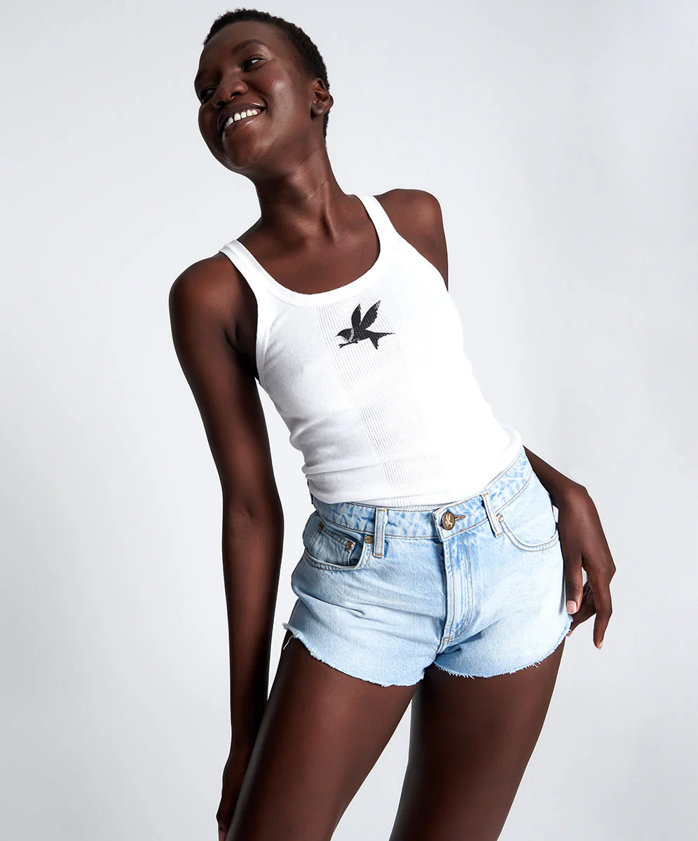 The One High Waist Cheeky Denim Shorts - Best Blue - Image 2