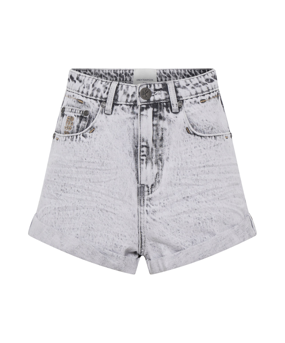 Bandits High Waist Denim Shorts - Bianco Grey - Image 8