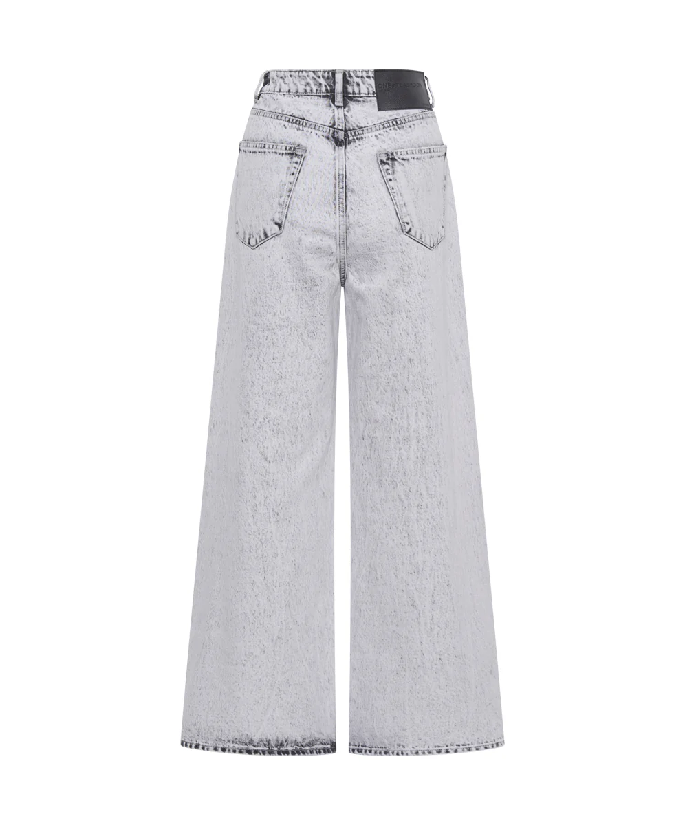 Love Machines Mid Waist Super Wide Leg Denim Jeans - Bianco - Image 7