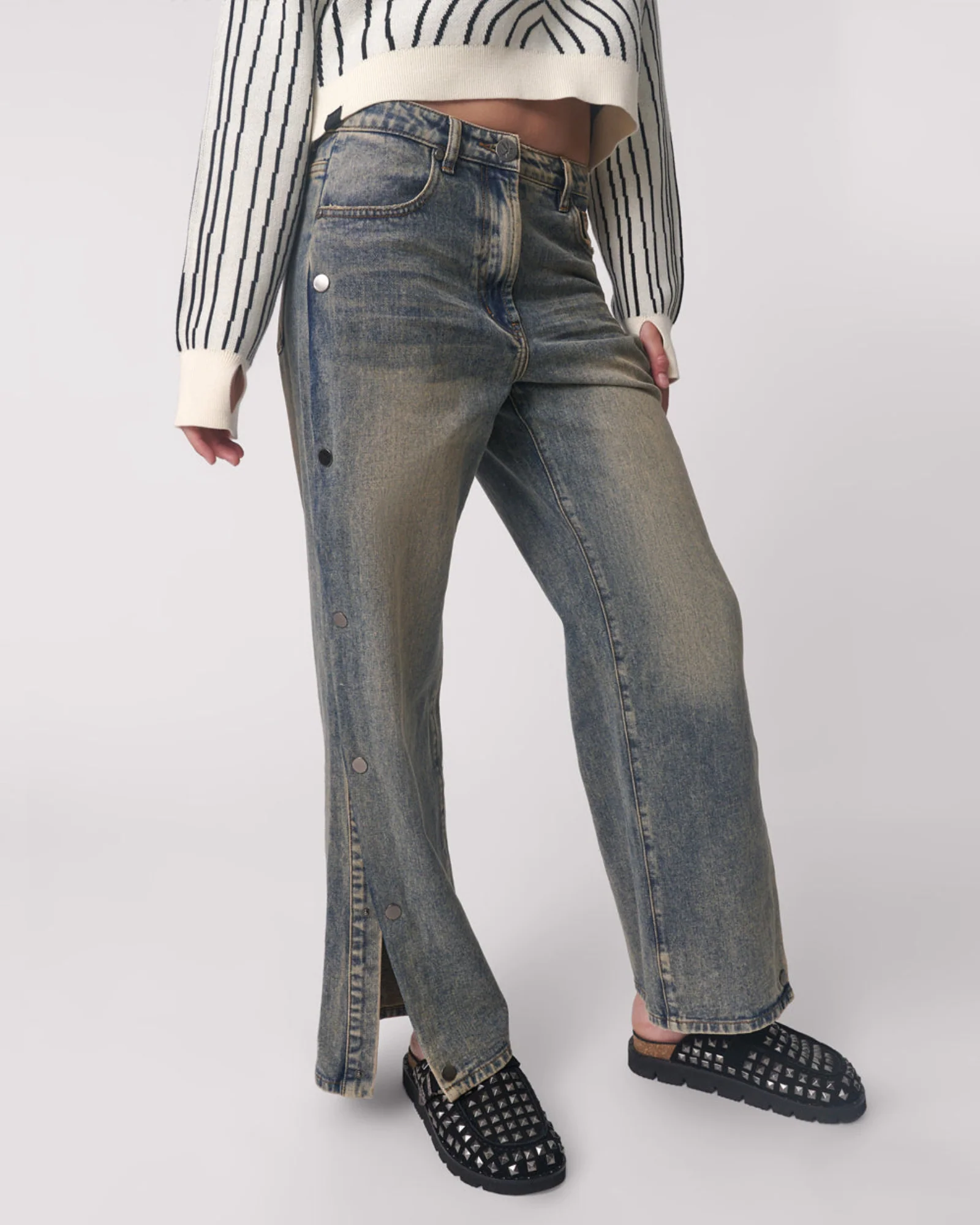 Billie Mid Waist Long Rise Straight Leg Denim Jeans - Old Blue - Image 5