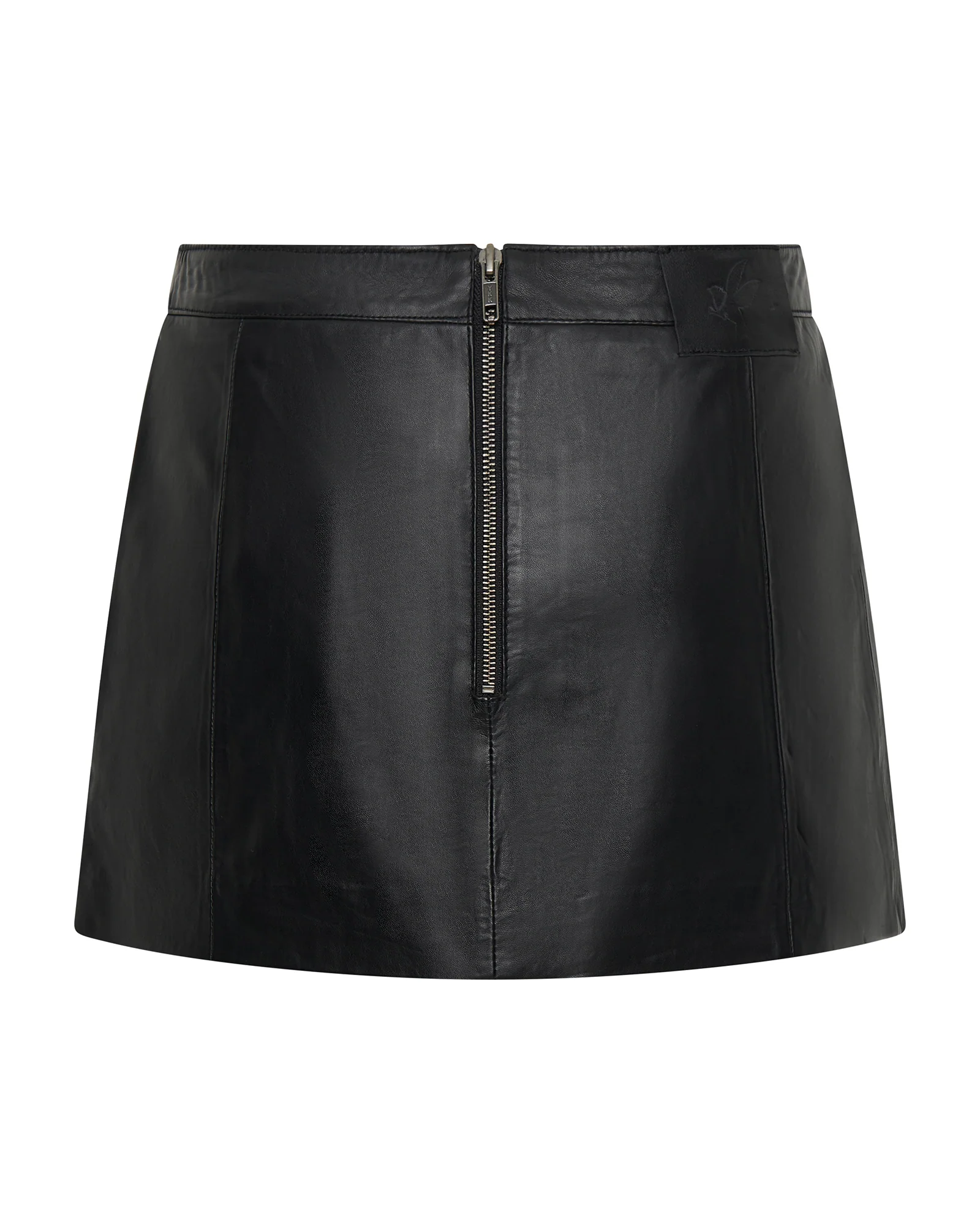 A-Line Leather Mini Skirt - Black - Image 9