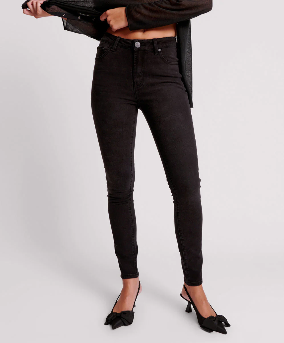 Freebirds Ii High Waist Stretch Skinny Denim Jeans - Black - Image 2