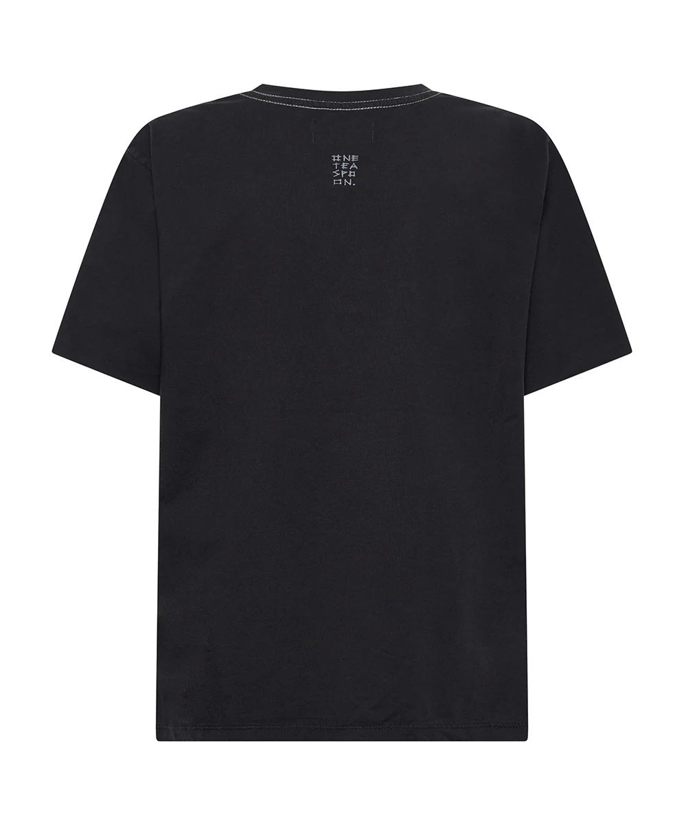 BLACK GRAFFITI BIRD SPLIT HEM TEE - Image 9