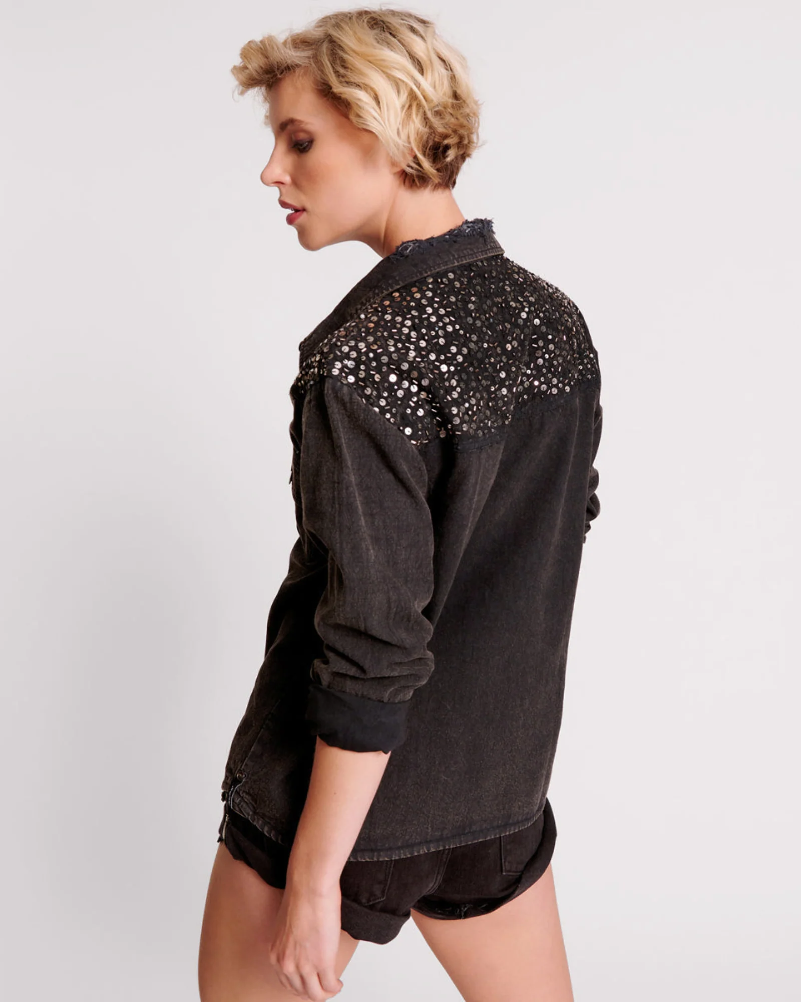 Western Denim Shirt - Black - Image 3