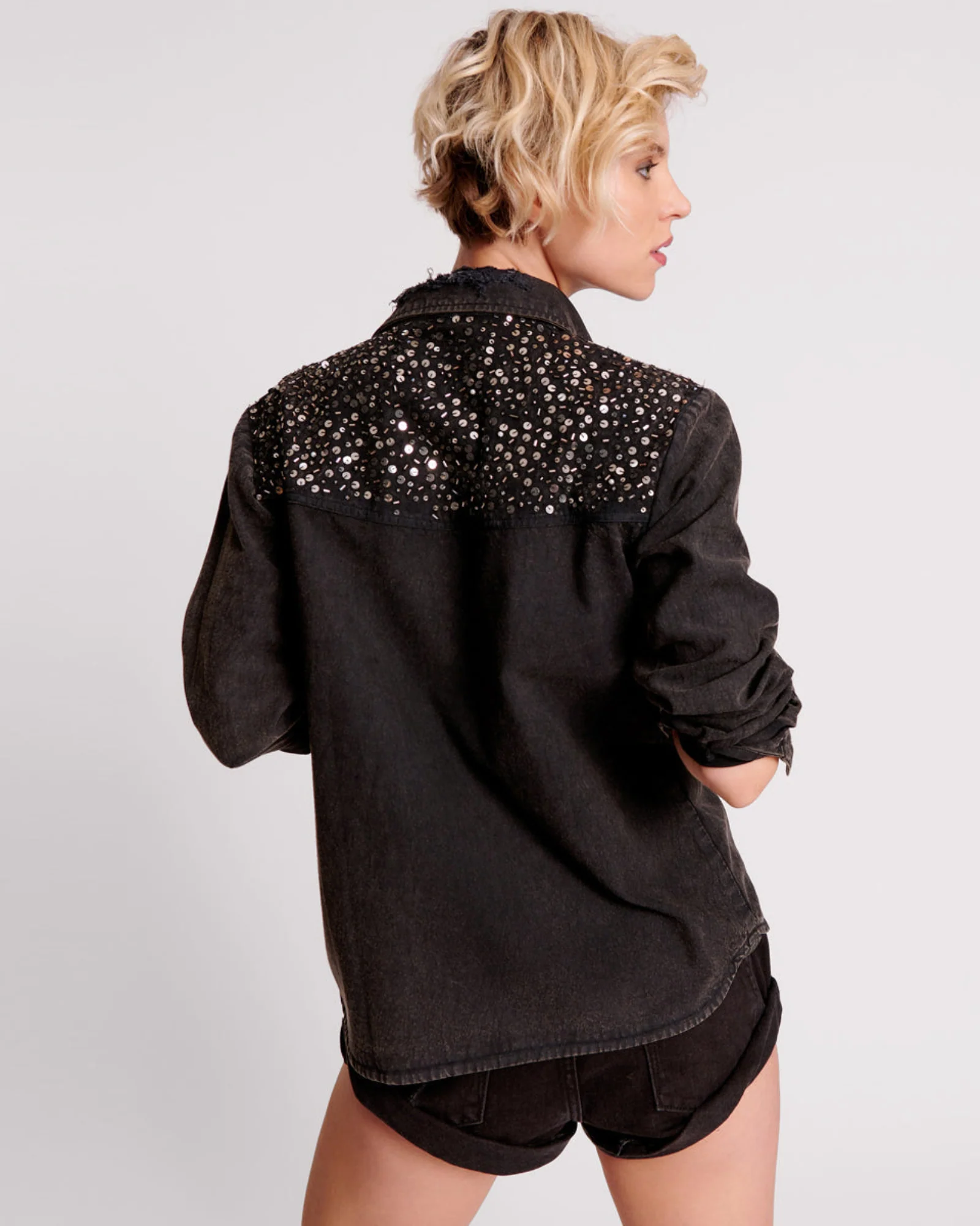 Western Denim Shirt - Black - Image 4