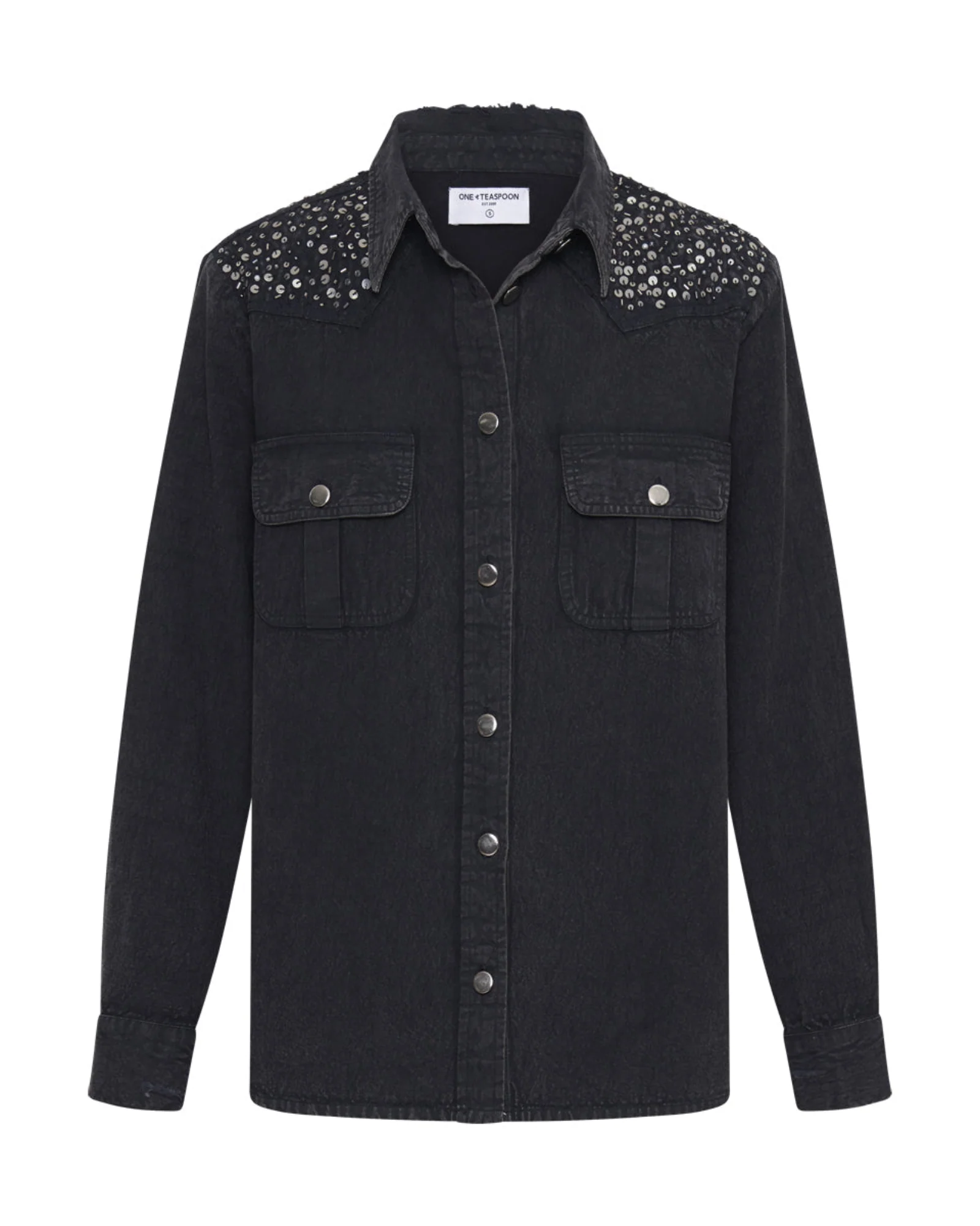 Western Denim Shirt - Black - Image 6