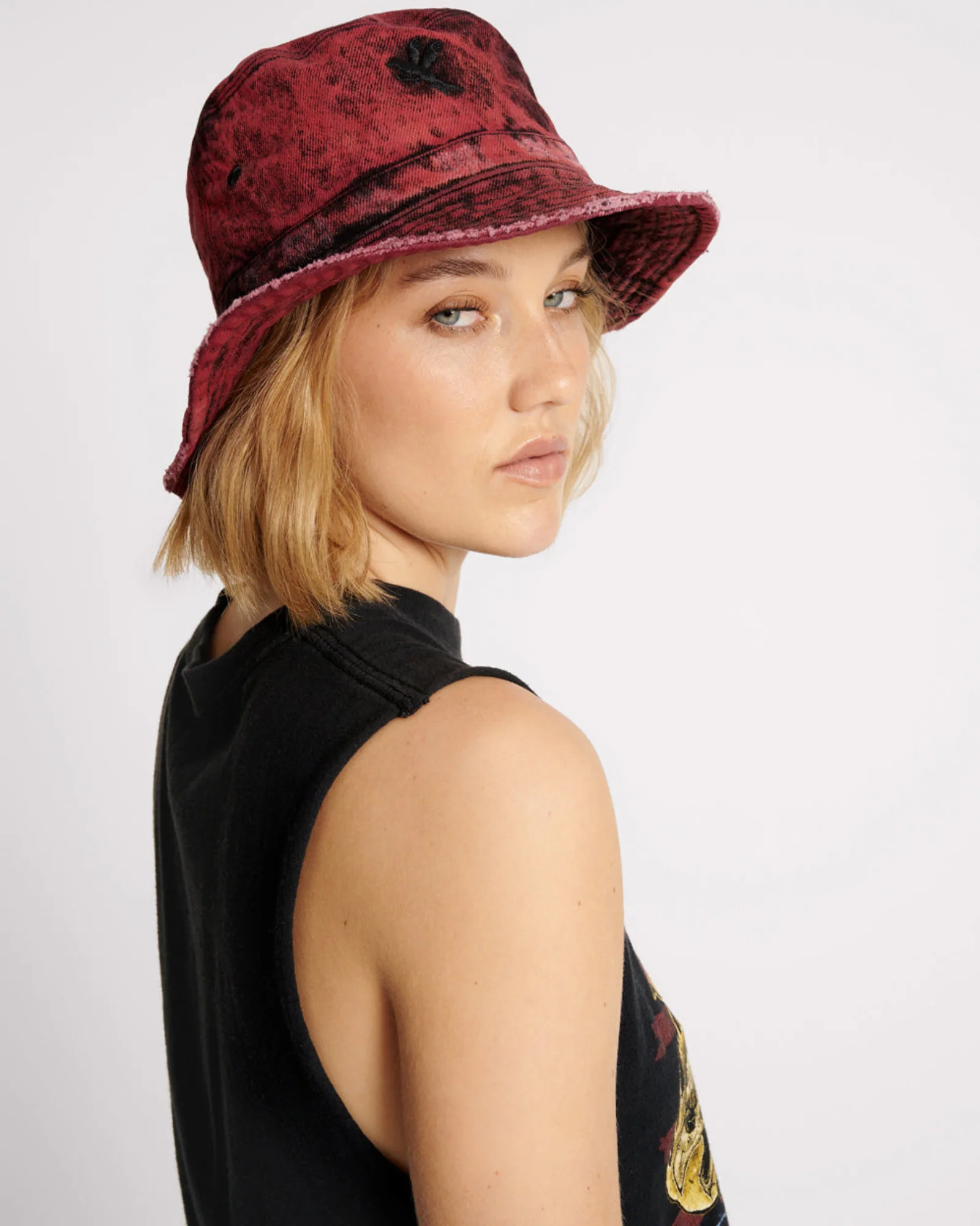 Denim Bucket Hat - Black Heart - Image 4