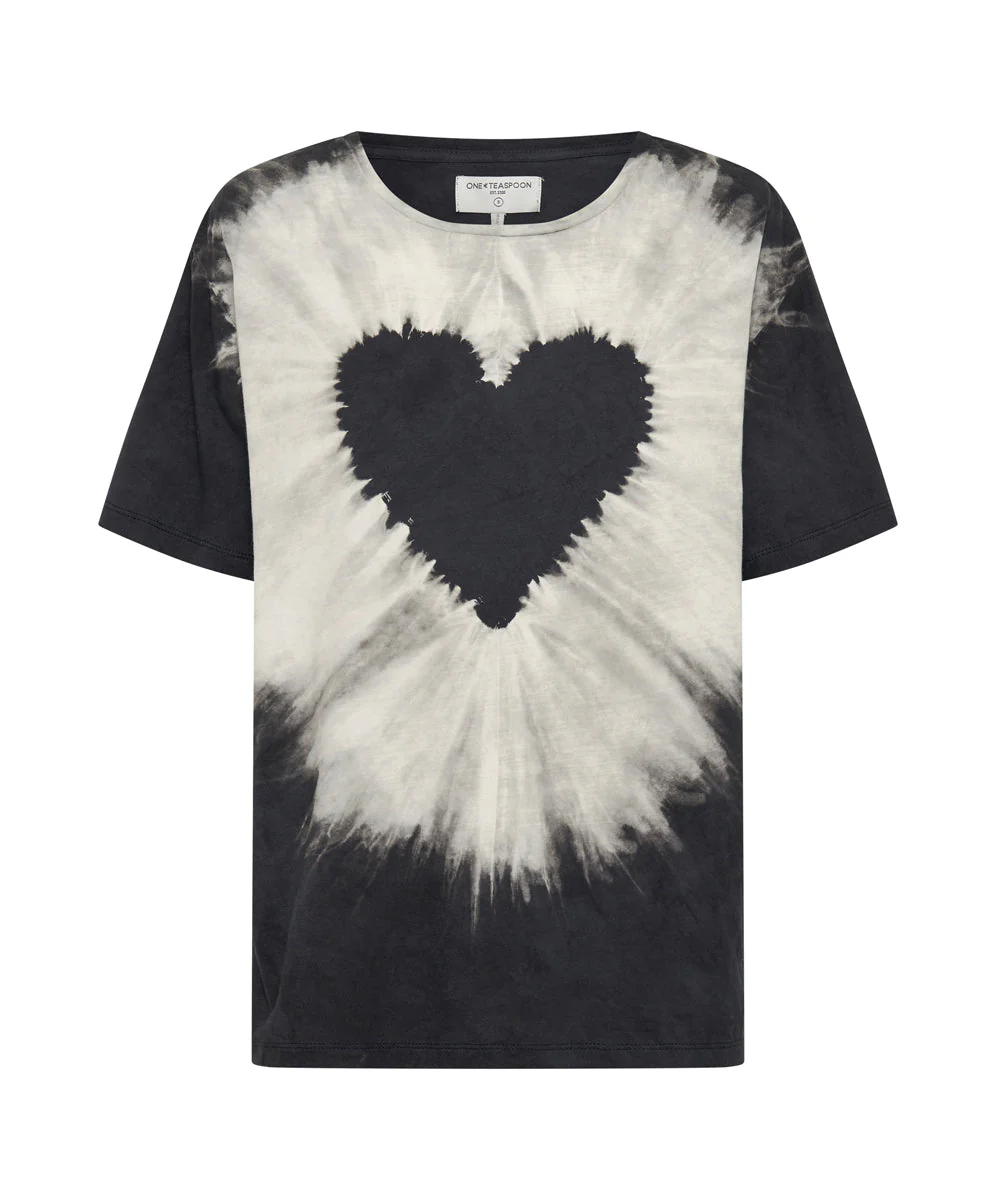 Heart Tie Dye Unisex Tee - Black - Image 6