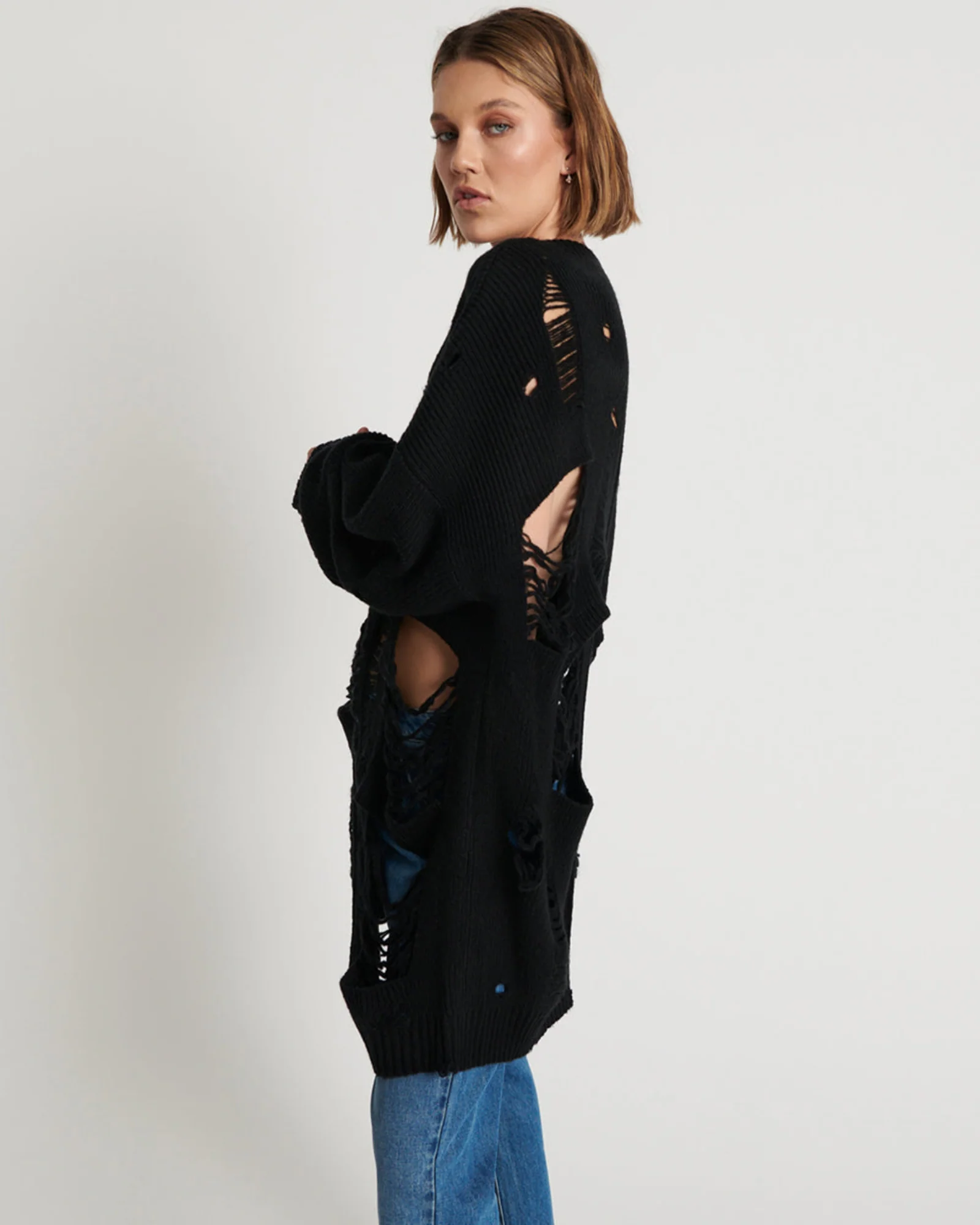 Hercules Shredded Sweater - Black - Image 3