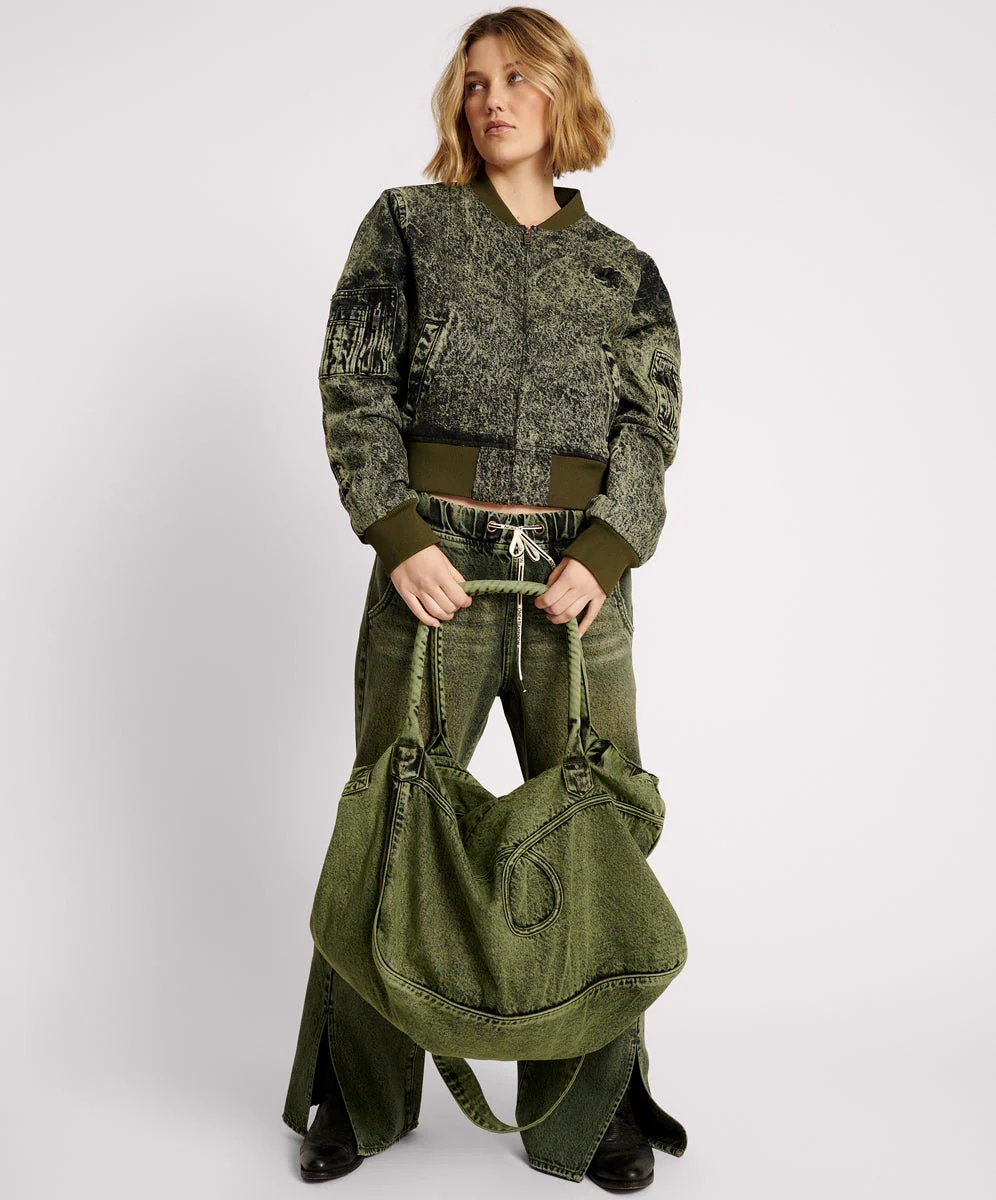 Denim Overnighter Duffle Bag - Black Khaki - Image 10