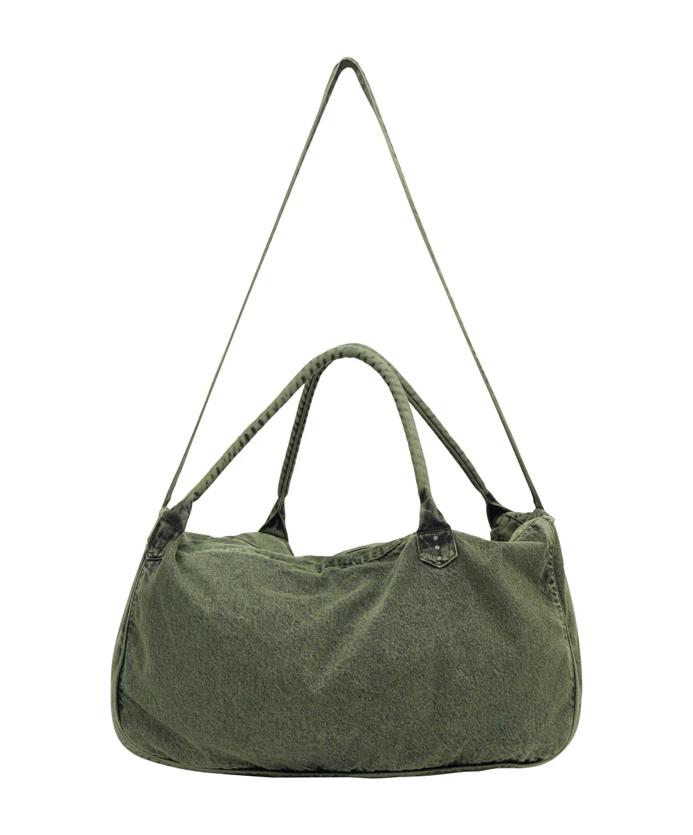 Denim Overnighter Duffle Bag - Black Khaki - Image 12