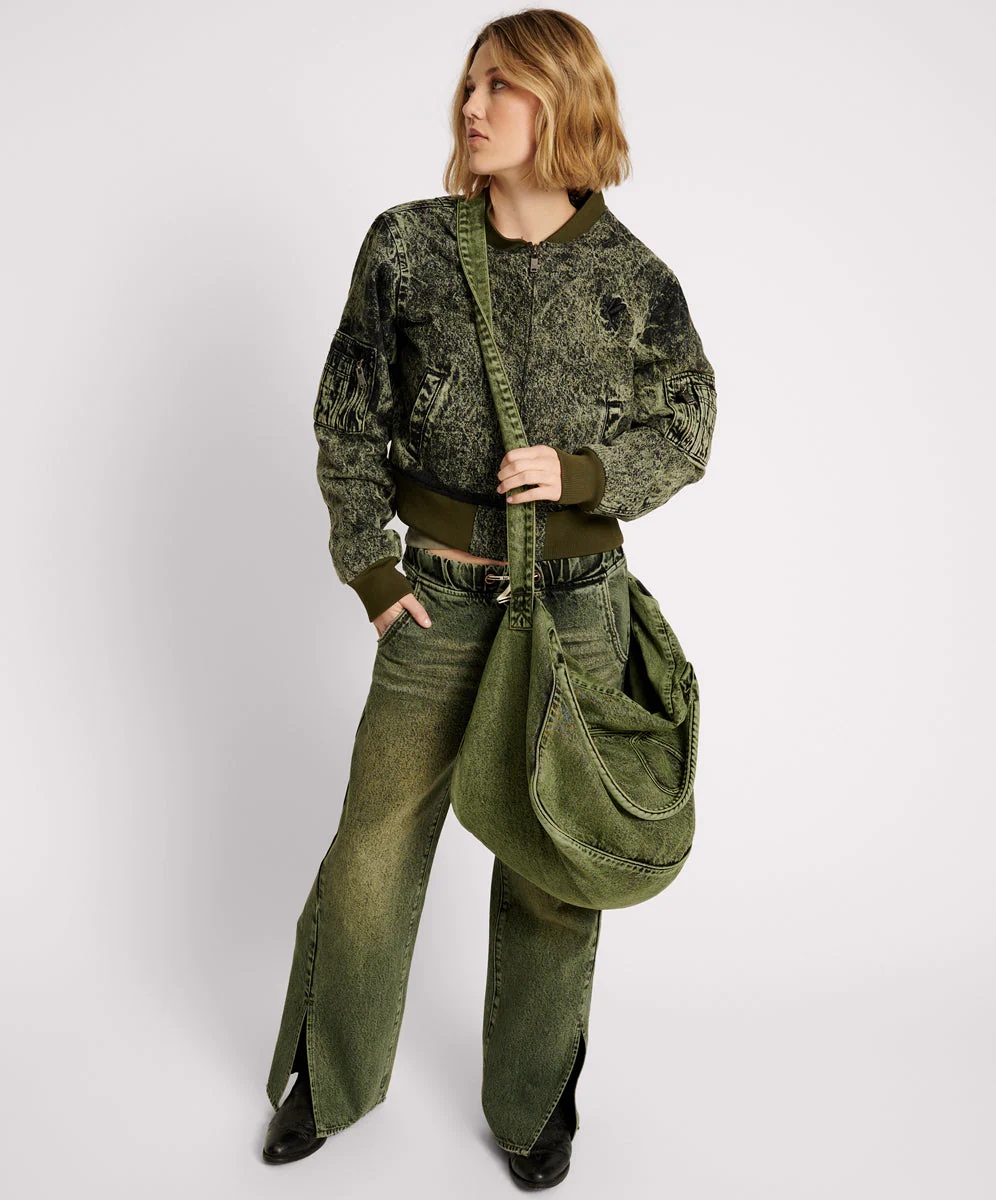 Denim Overnighter Duffle Bag - Black Khaki - Image 7