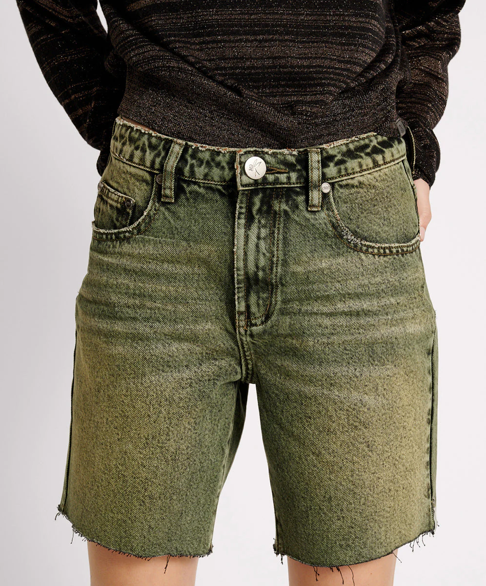 BLACK KHAKI JACKSON MID WAIST WIDE LEG SHORTS - Image 2