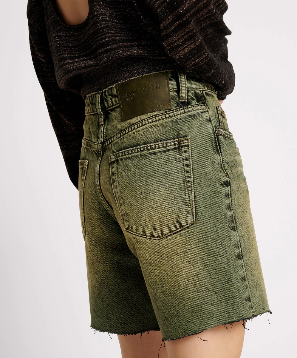 BLACK KHAKI JACKSON MID WAIST WIDE LEG SHORTS - Image 5