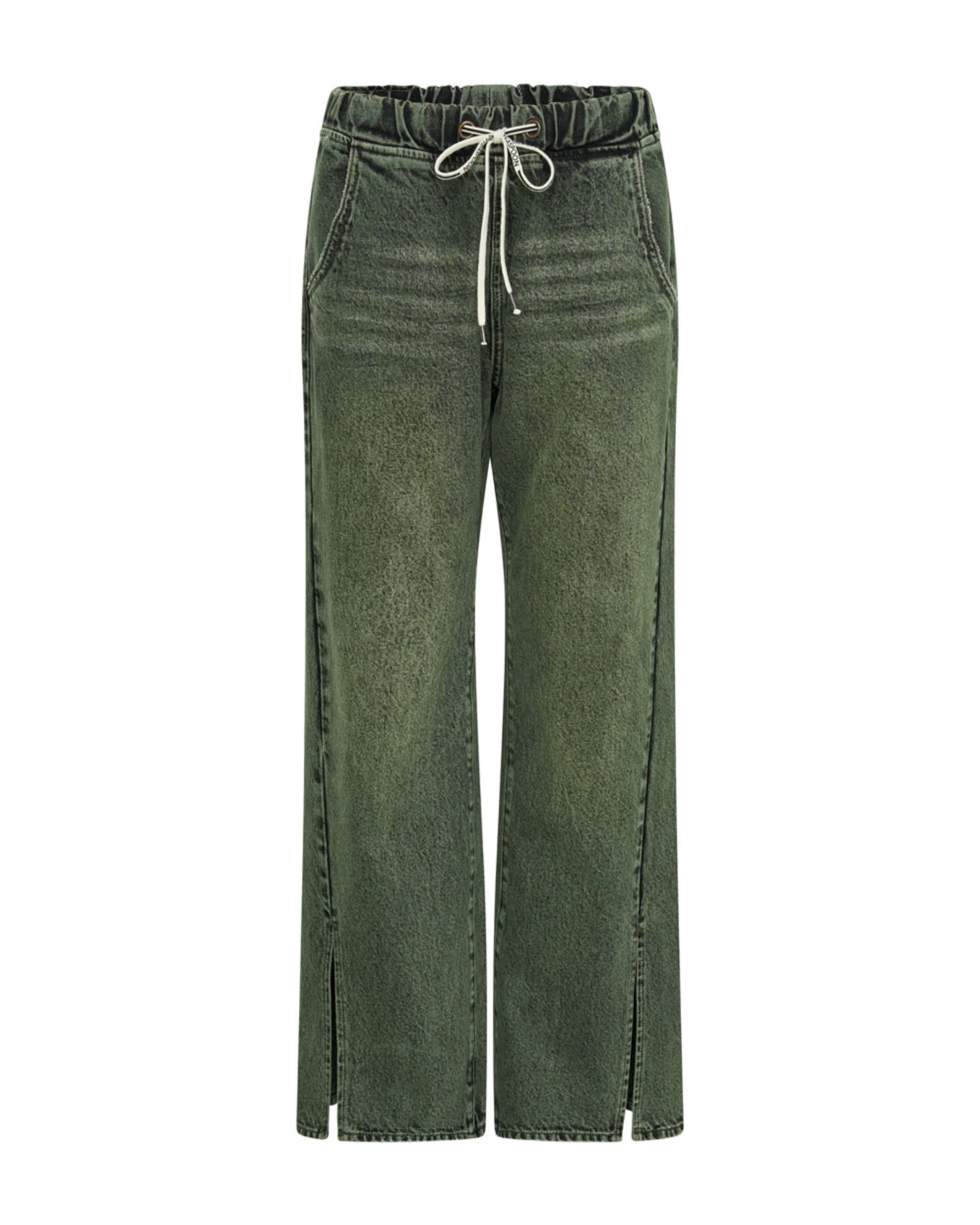 Roadhouse Wide Leg Drawstring Denim Jeans - Black Khaki - Image 6