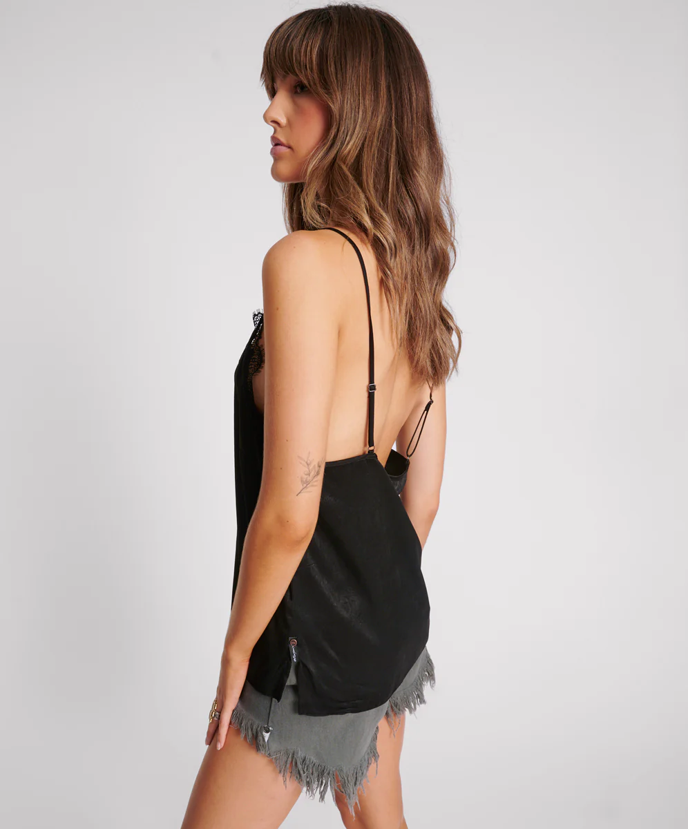 Lace Cami Top - Black - Image 3