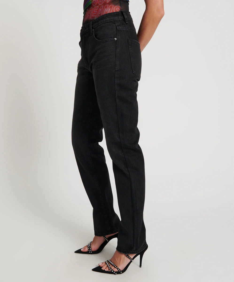 Truckers Mid Waist Straight Leg Denim Jeans - Black Oak - Image 3