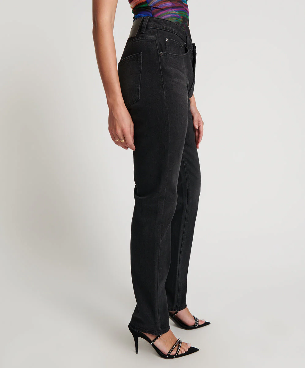 Truckers Mid Waist Straight Leg Denim Jeans - Black Oak - Image 5