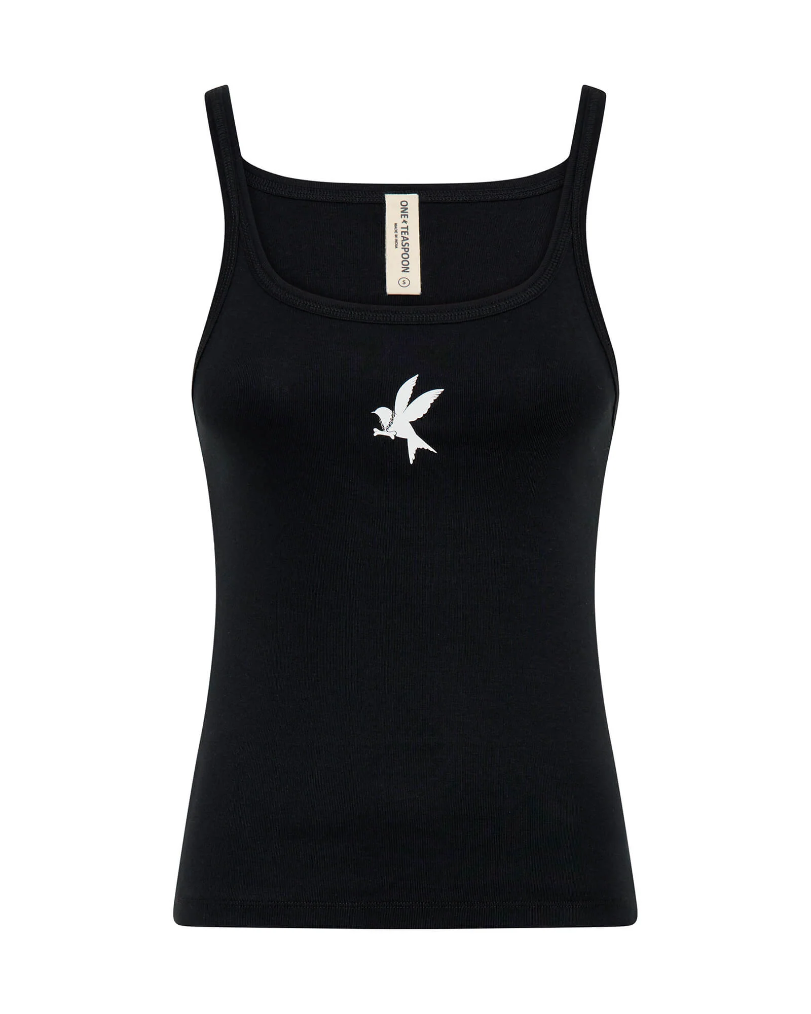 One Teaspoon Fine Ribbed Singlet - Black - Image 9