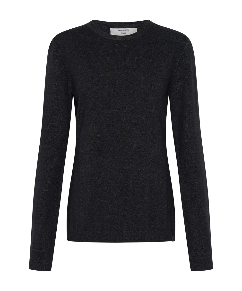Peep Hole Long Sleeve Knit Top - Black - Image 6