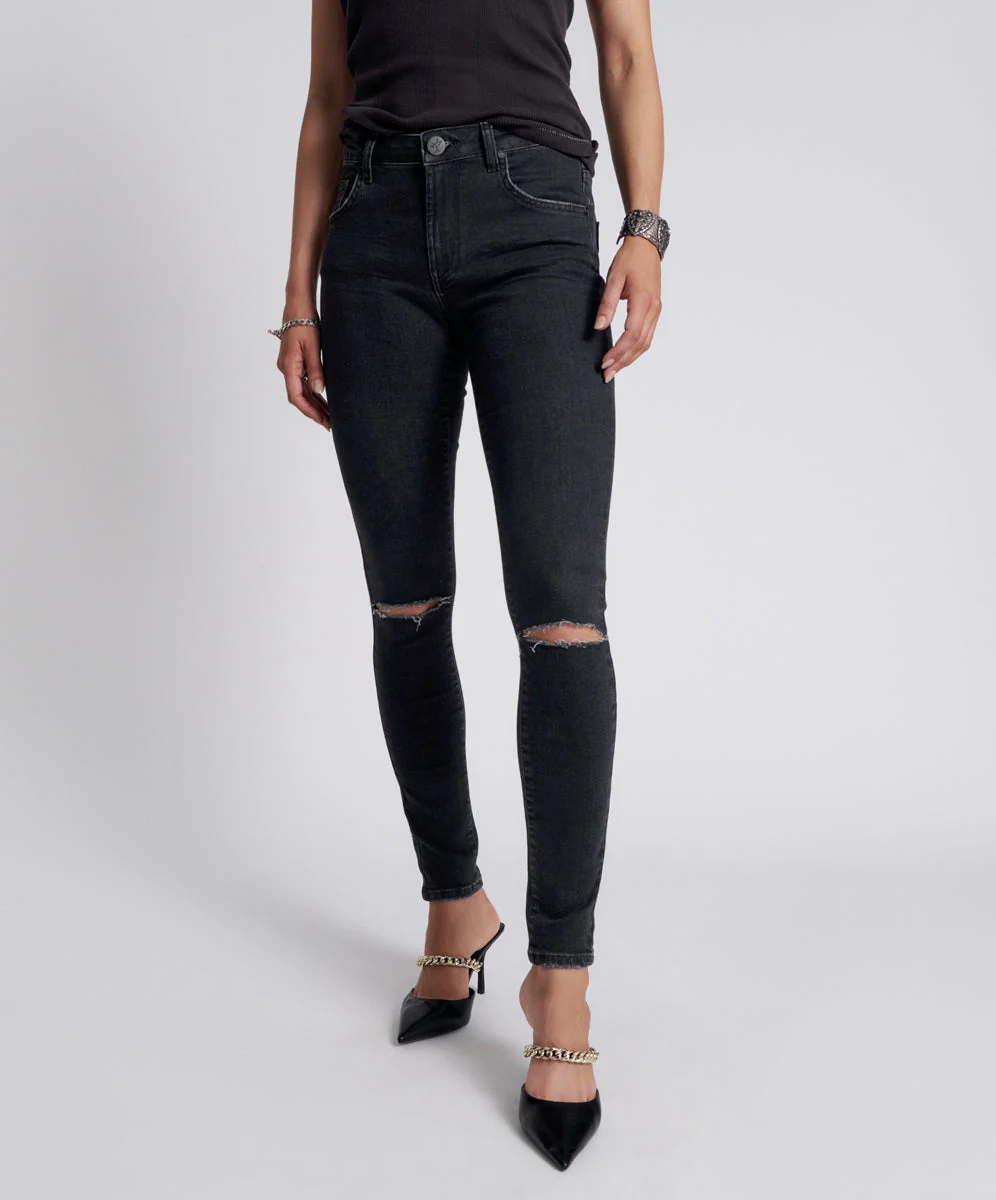 Freebirds Ii High Waist Stretch Skinny Denim Jeans - Black - Image 3