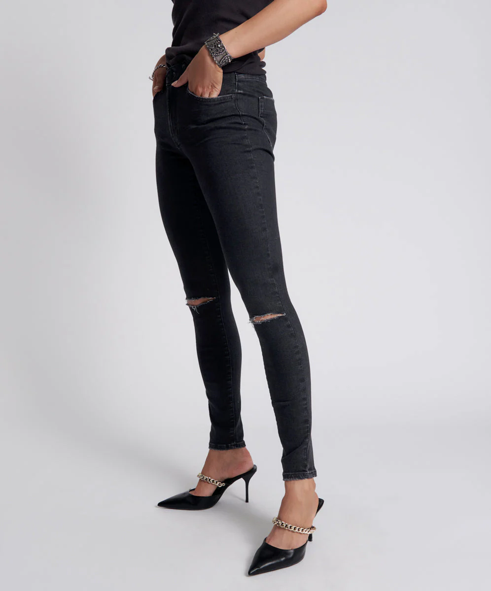 Freebirds Ii High Waist Stretch Skinny Denim Jeans - Black - Image 4