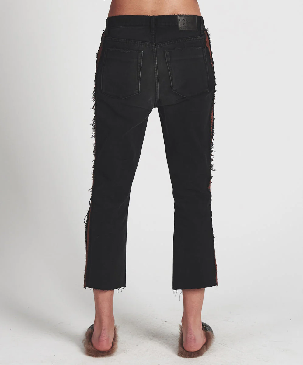 Hooligans Low Waist Relaxed Straight Leg Denim Jeans - Black Van - Image 4