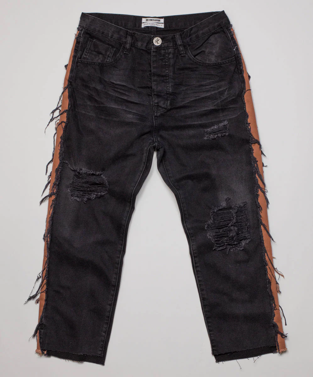 Hooligans Low Waist Relaxed Straight Leg Denim Jeans - Black Van - Image 6