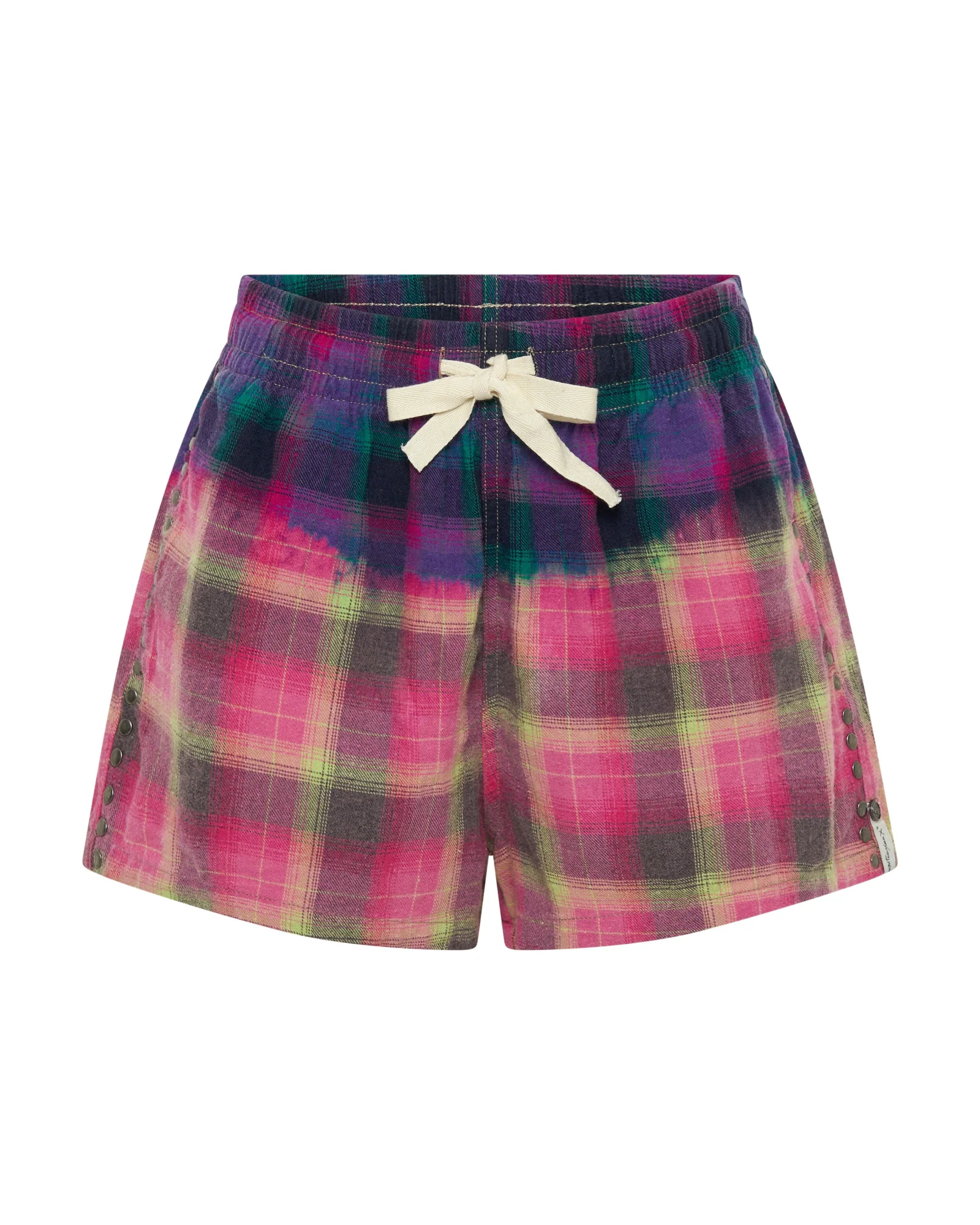 Bleached Flannel Studded Boxer Shorts - Multi - Image 7
