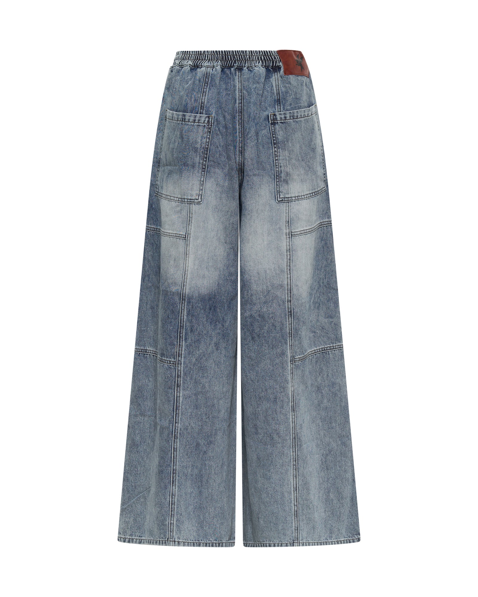 Palazzo Mid Waist Denim Jeans - Blue Blossom - Image 7