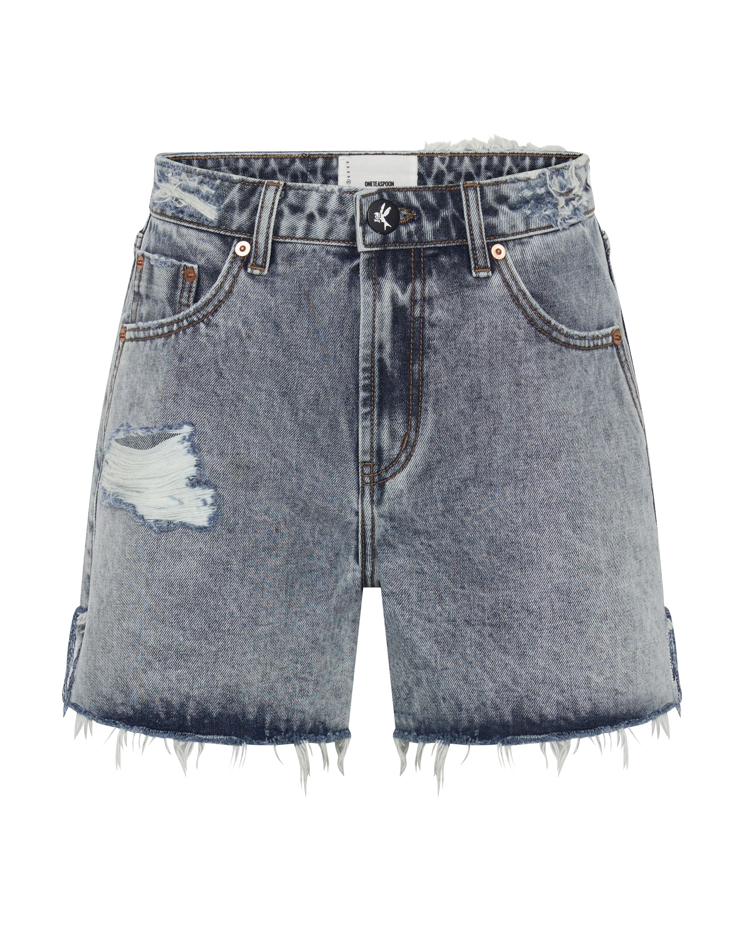 Legends High Waist Mom Fit Denim Shorts - Blue Blossom - Image 6