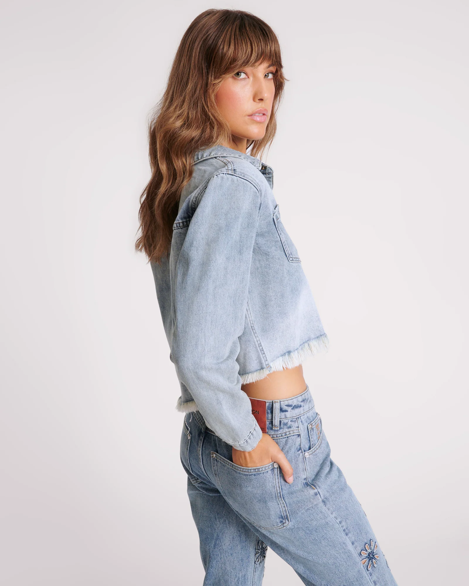 Braxton Long Sleeve Denim Top - Blue Blossom - Image 4